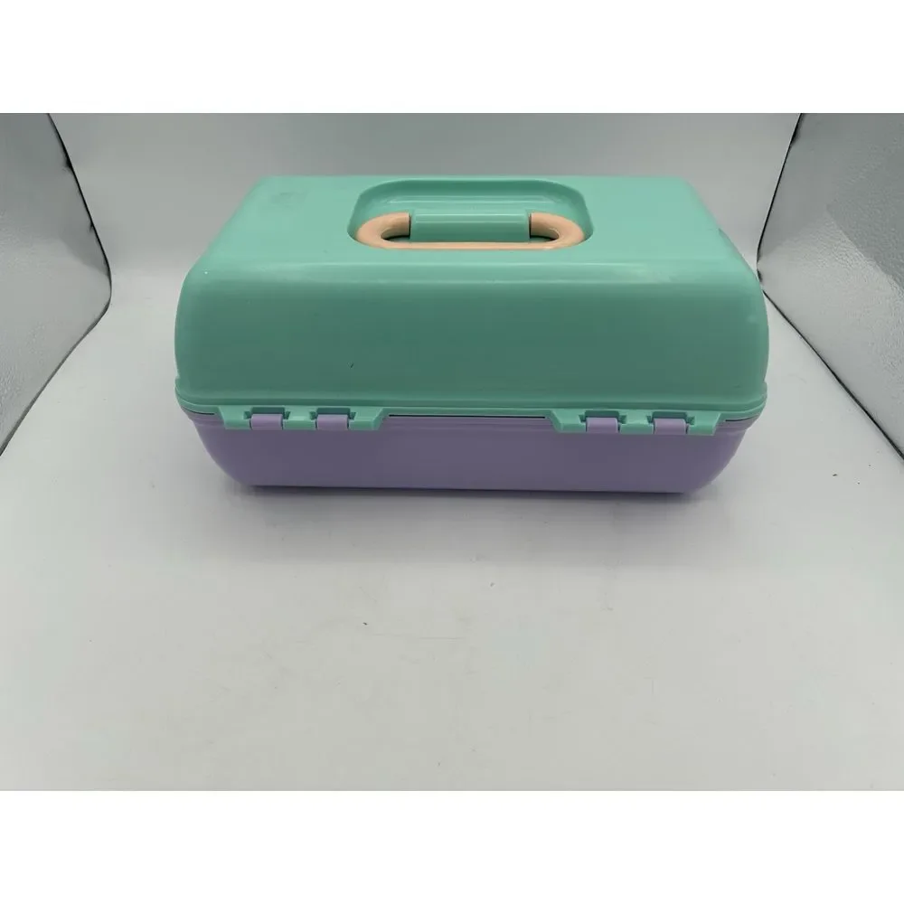 Caboodles‎ On-The-Go Girl Sea foam Lid & Lavender Base Vintage Case